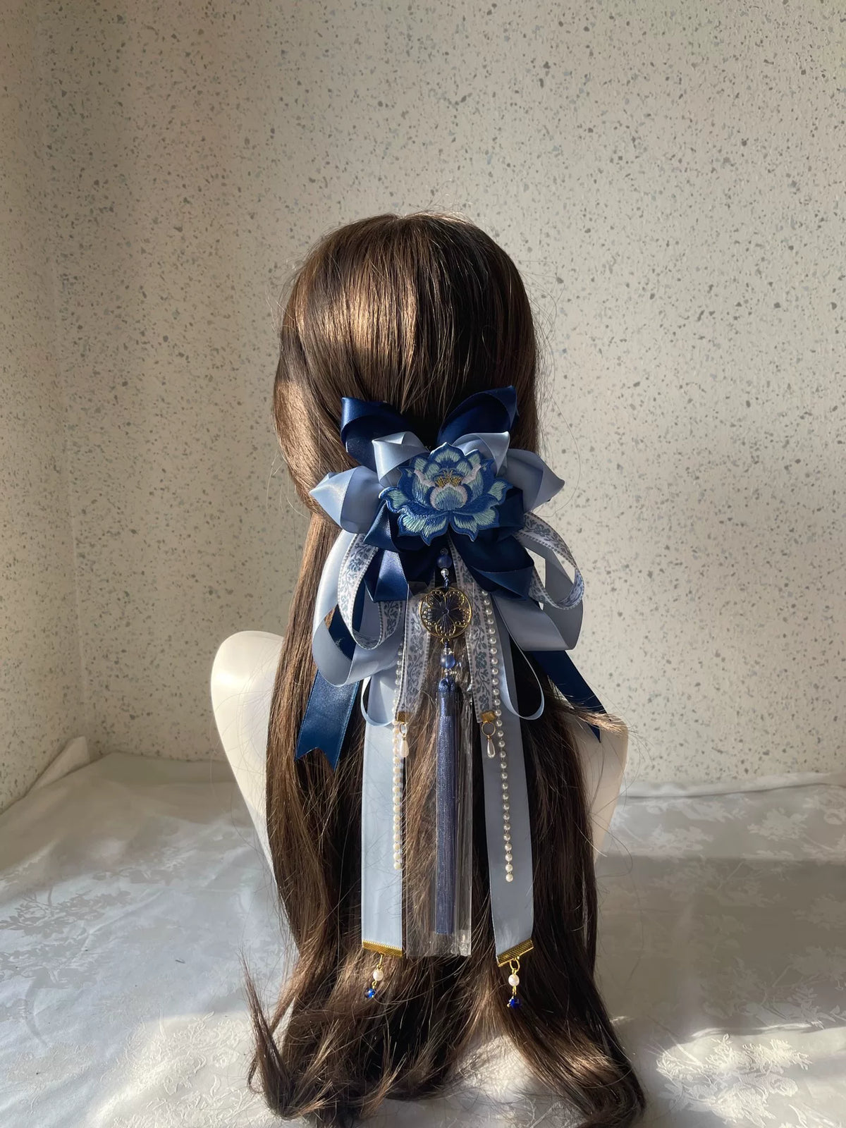 Laço de Cabelo Lolita Azul Feito à Mão