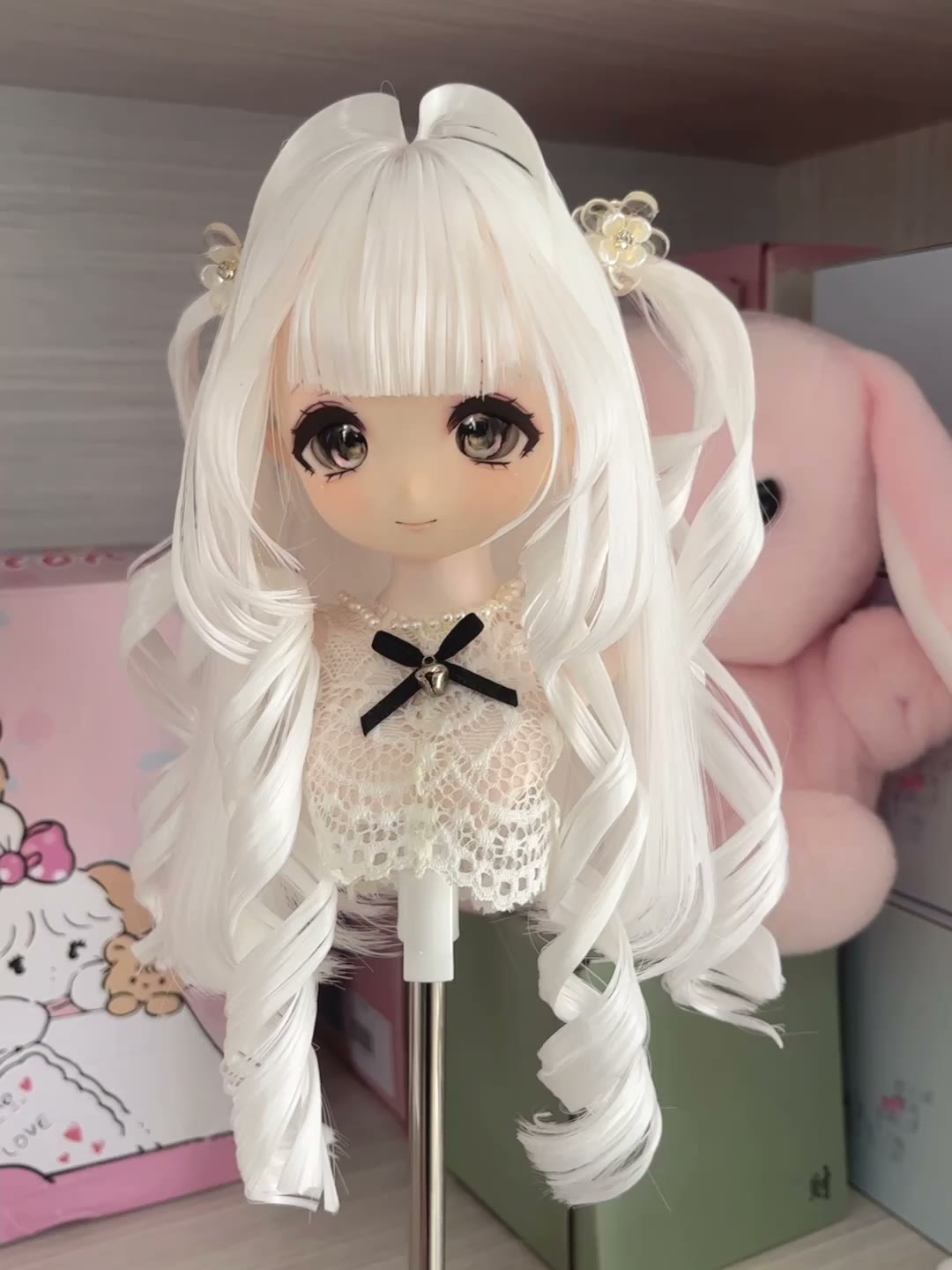 Silver White Twin Tail Doll Wig