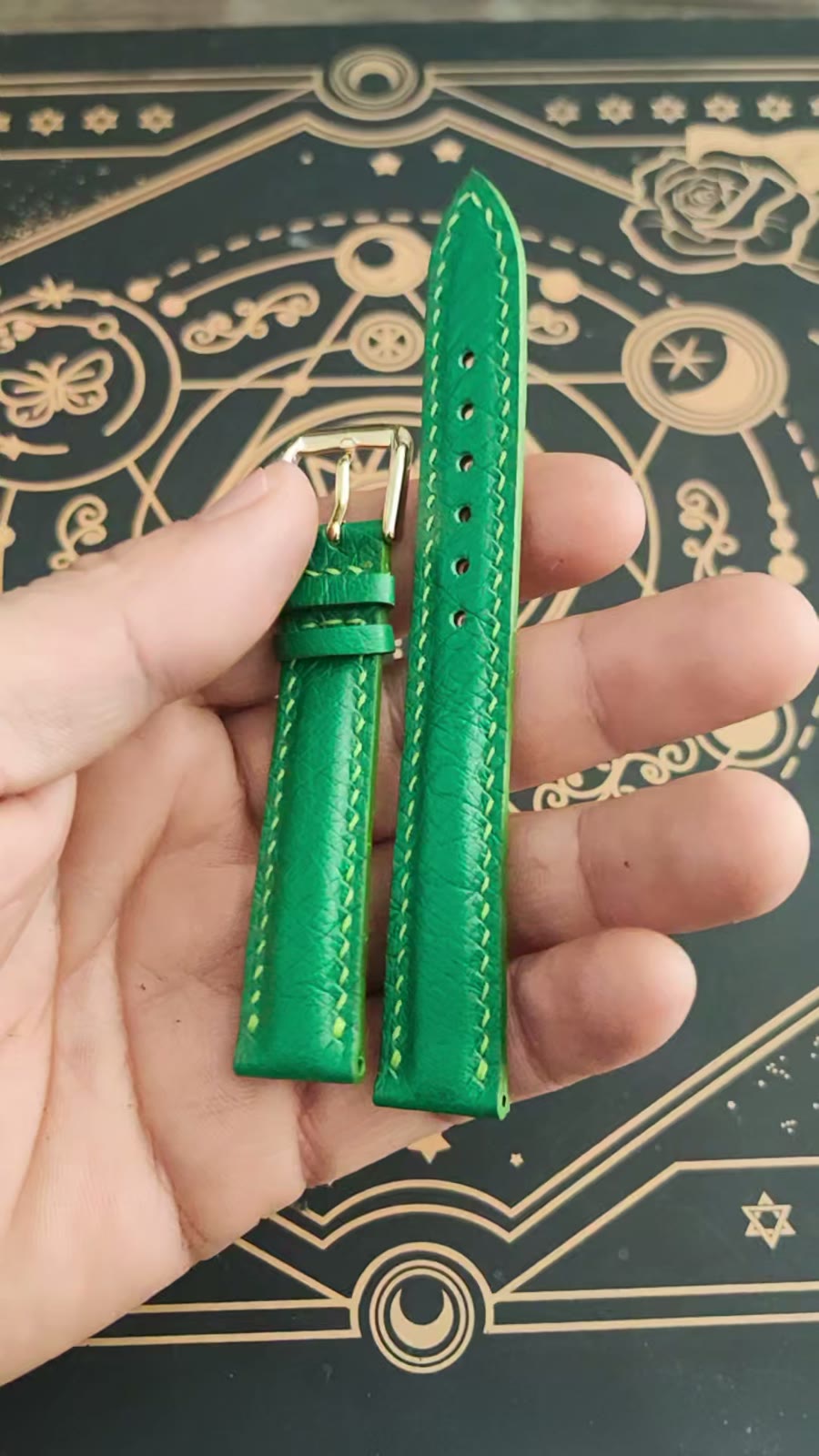 Ostrich Leather Watch Strap Emerald Green