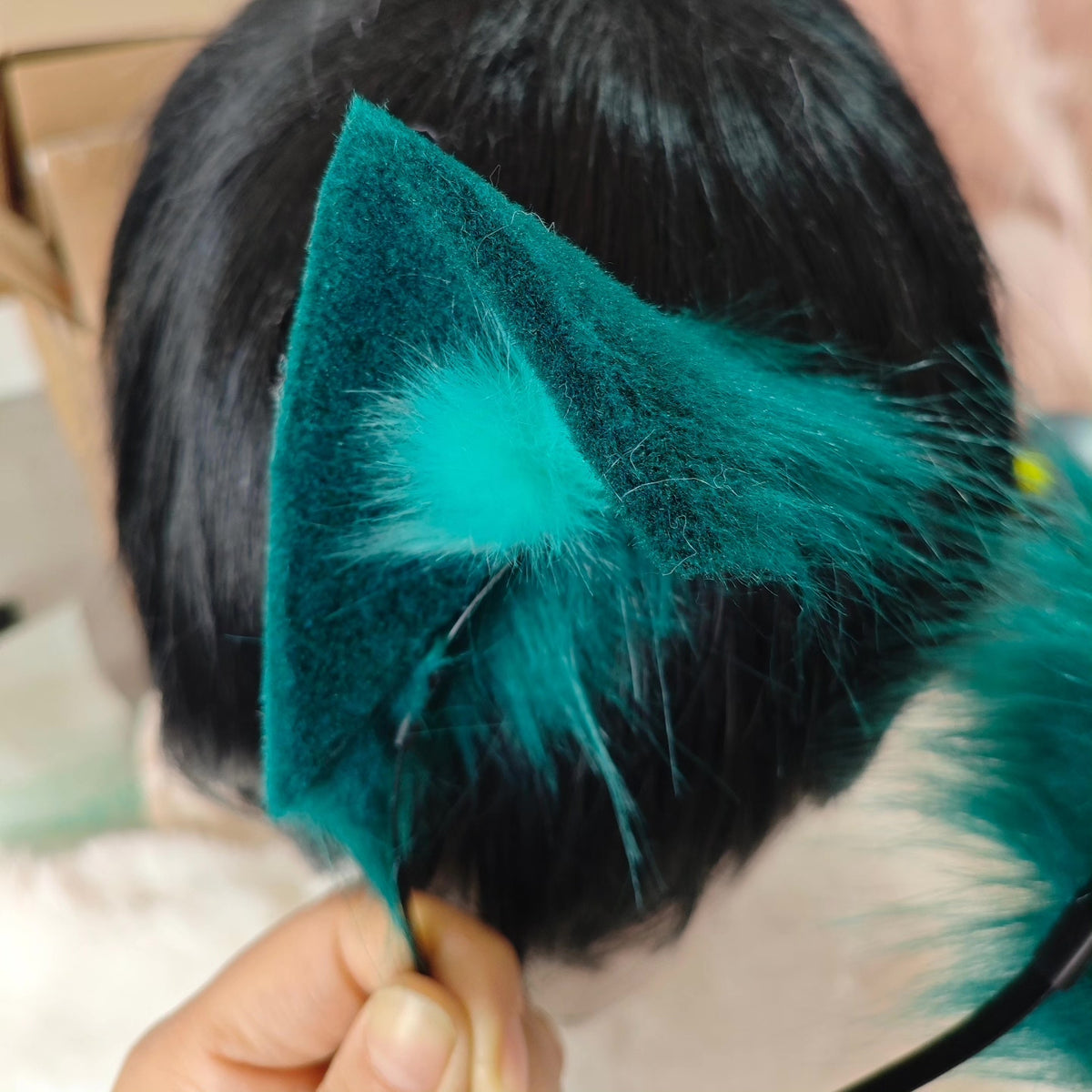 Cat Ear Cosplay Headband Teal Accent