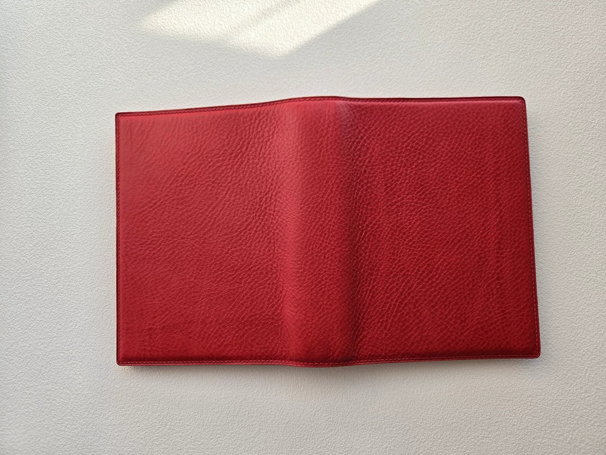A6 Mbox Red Leather Bifold Planner Binder