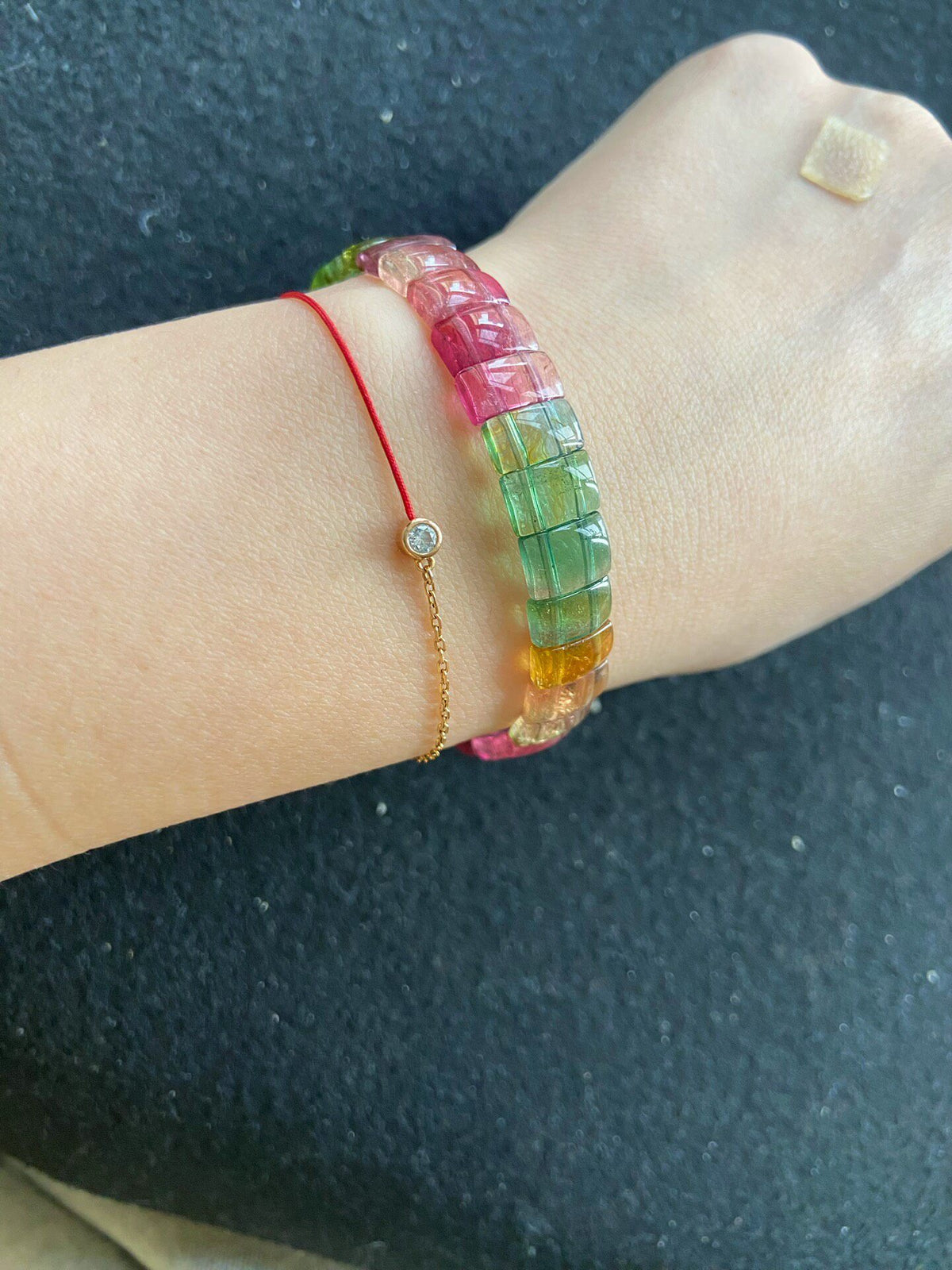 Watermelon Tourmaline Beaded Bracelet Rainbow