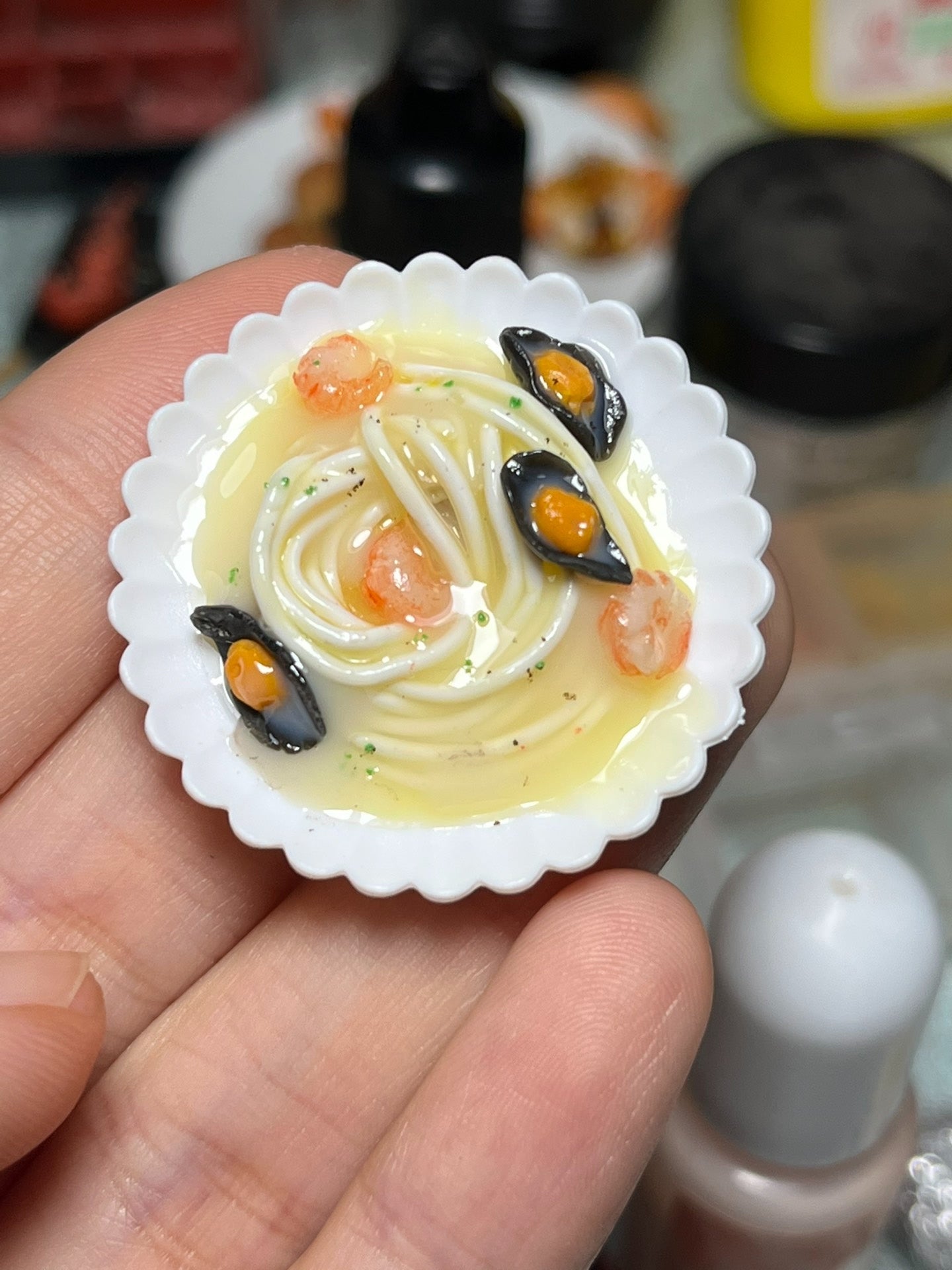 Miniature Seafood Pasta in Scalloped Bowl