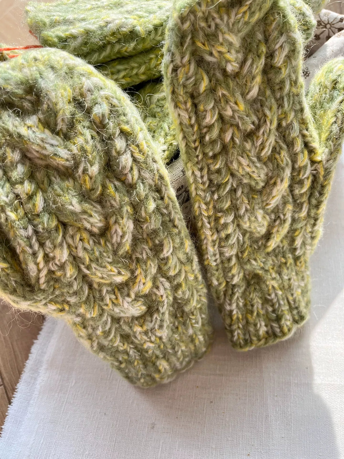 Handgebreide Pure Wol Halve Vinger Handschoenen Groen
