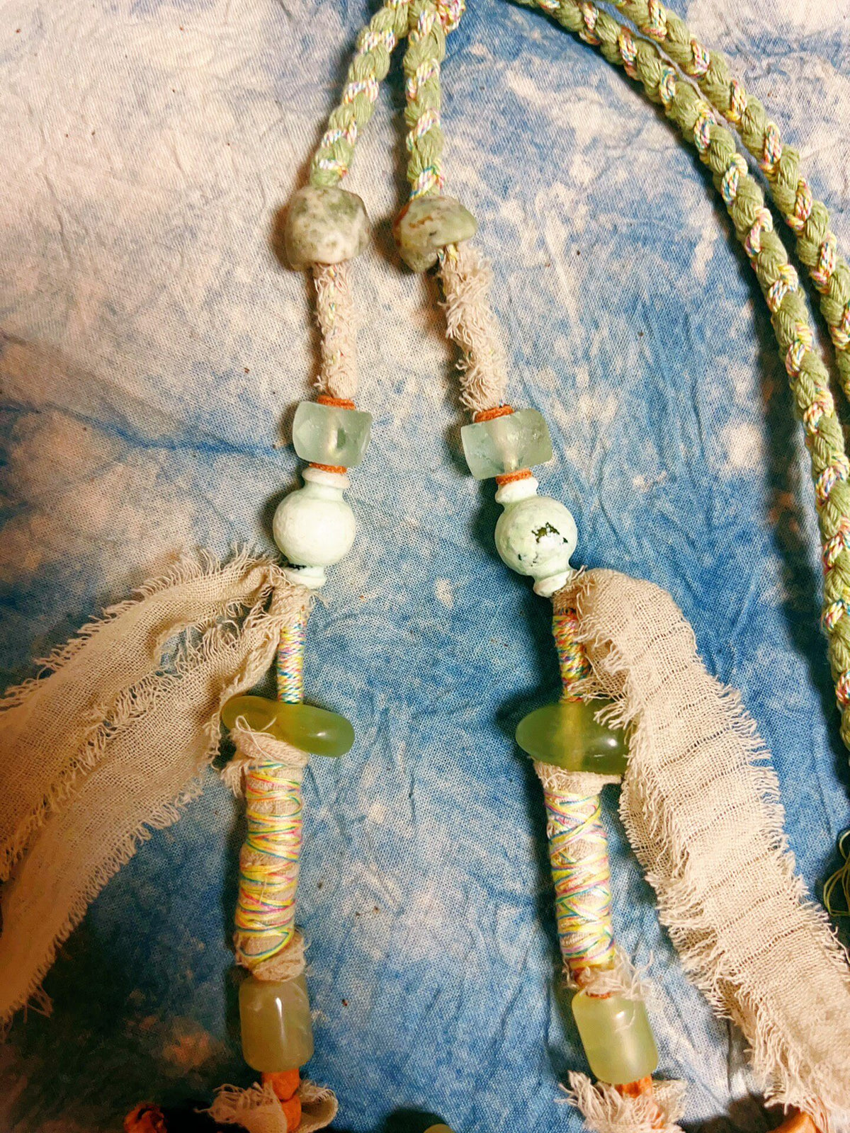 Handcrafted Deer Antler Jade Flower Necklace