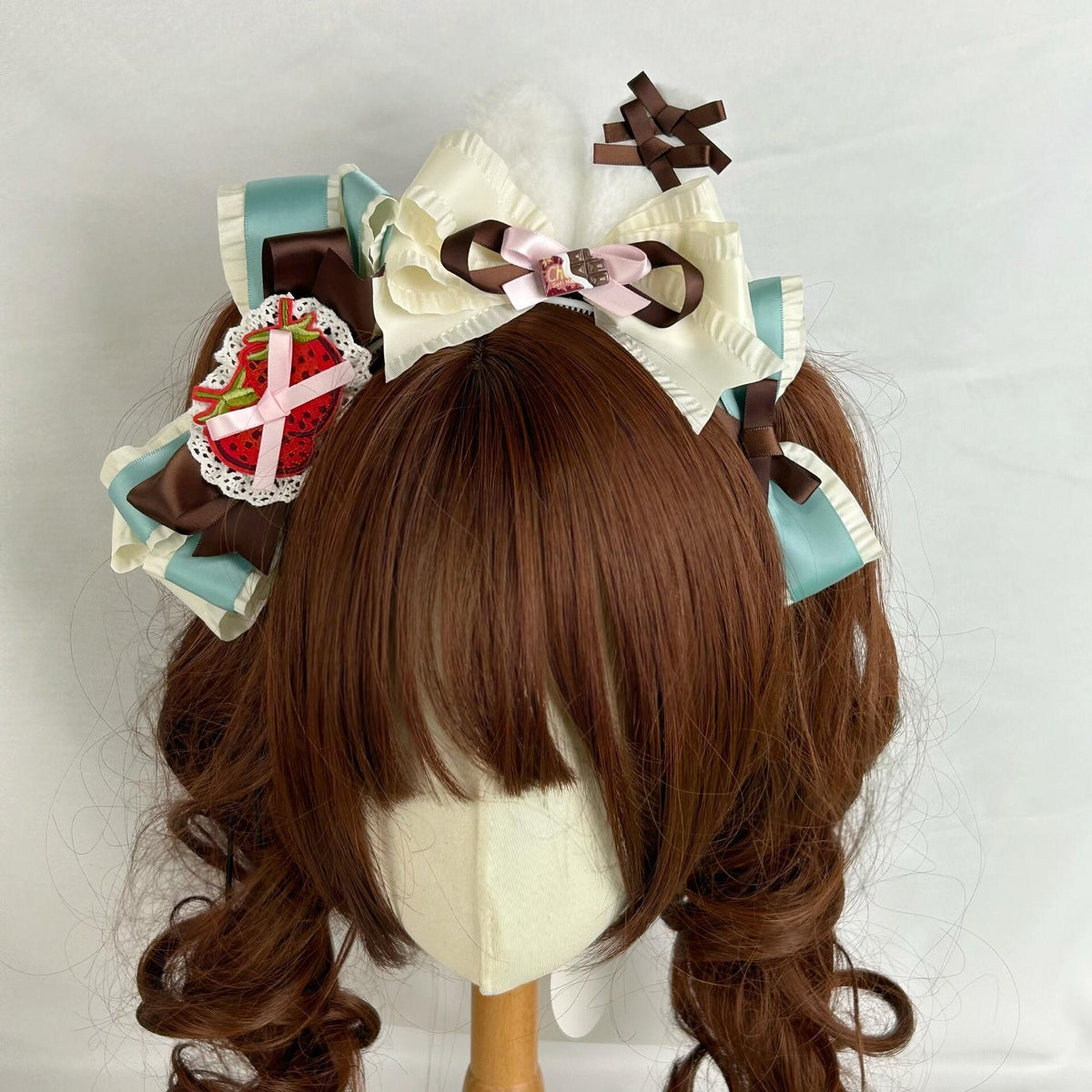 Strawberry Rabbit Ear Headband Lolita Bow