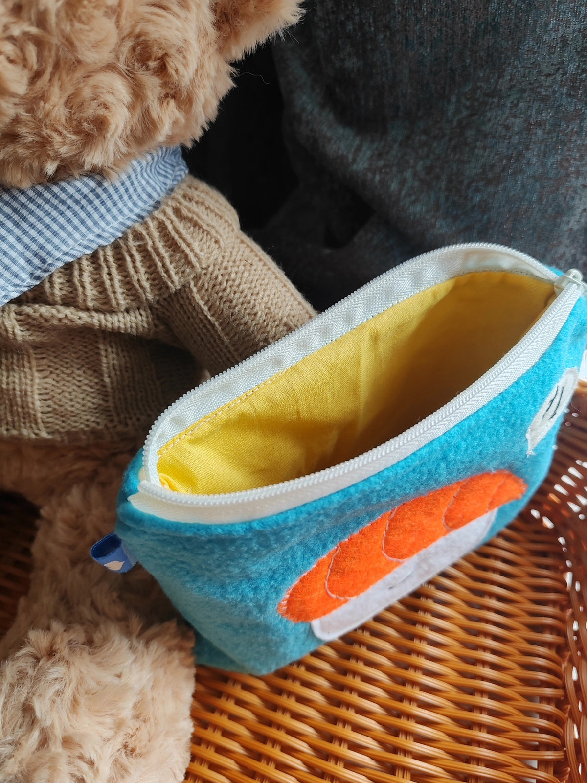 Handmade Turquoise Fabric Sushi Coin Pouch