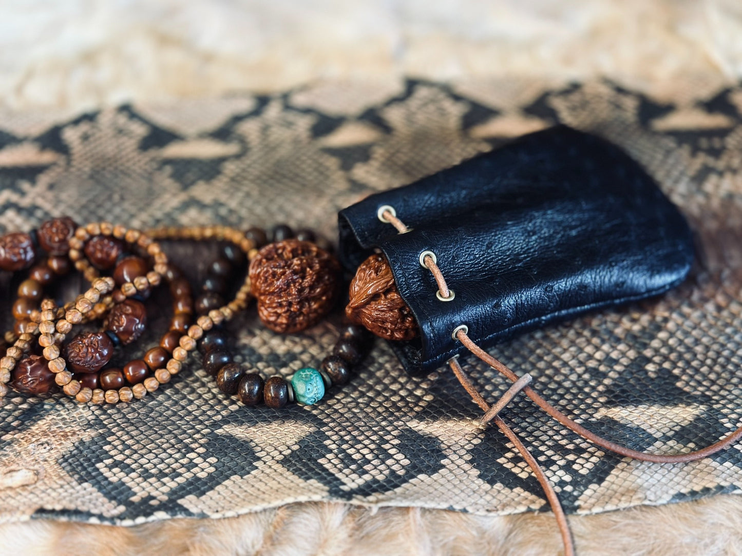 Handcrafted Leather Drawstring Pouch for Jewelry, EDC, and Collectibles - 10x15cm