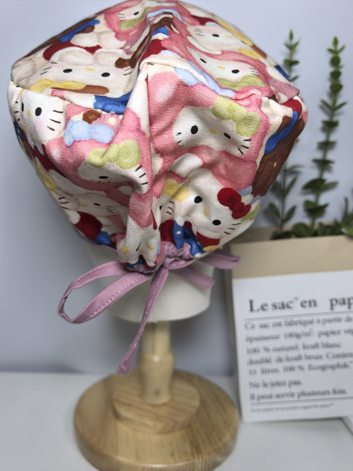 Cotton Bouffant Scrub Cap with Cat Print
