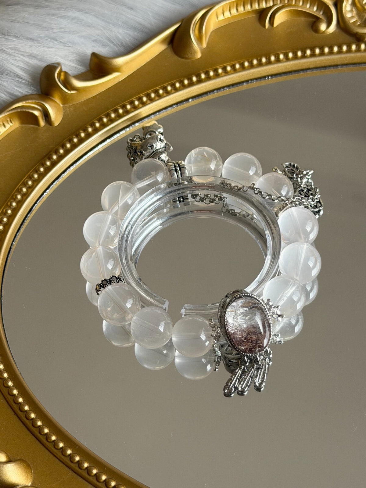 Bracelet en quartz blanc laiteux 13 mm