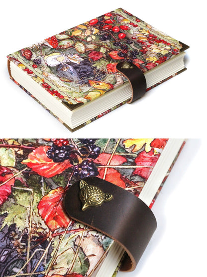 A4 Leather-Bound Notebook with Whimsical Forest Cover Illustration