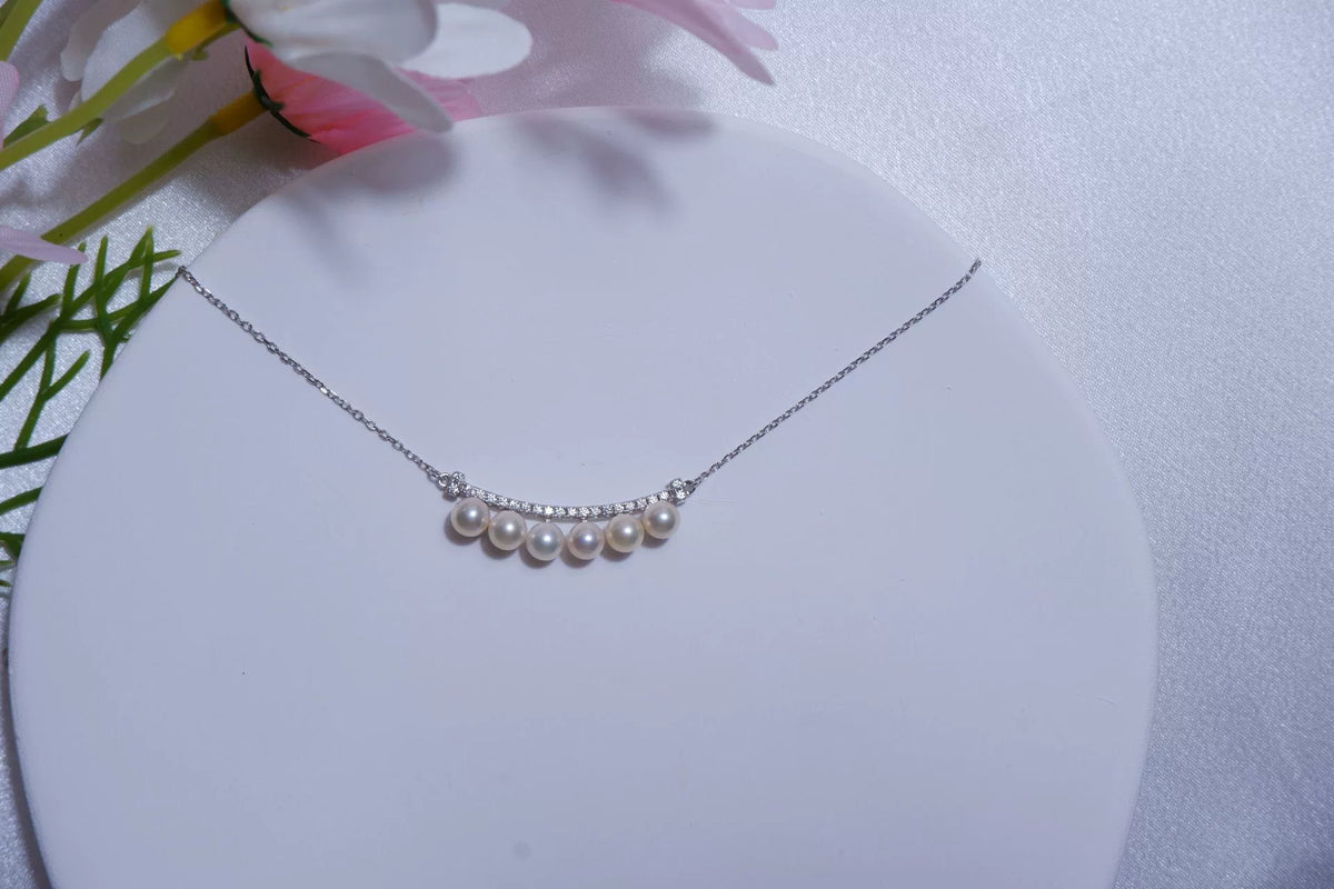 Collana Sorriso in Argento Sterling con Perle d'Acqua Dolce