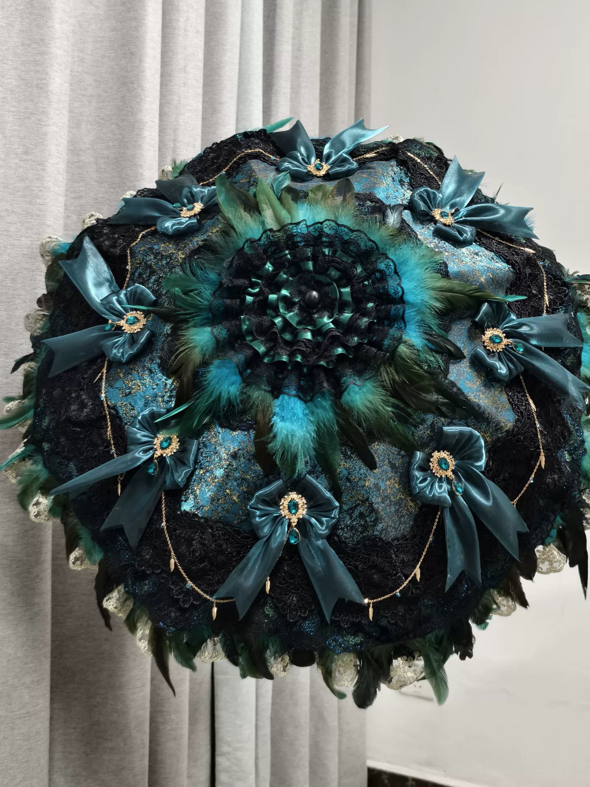 Handcrafted Peacock Feather Lolita Umbrella 36 cm