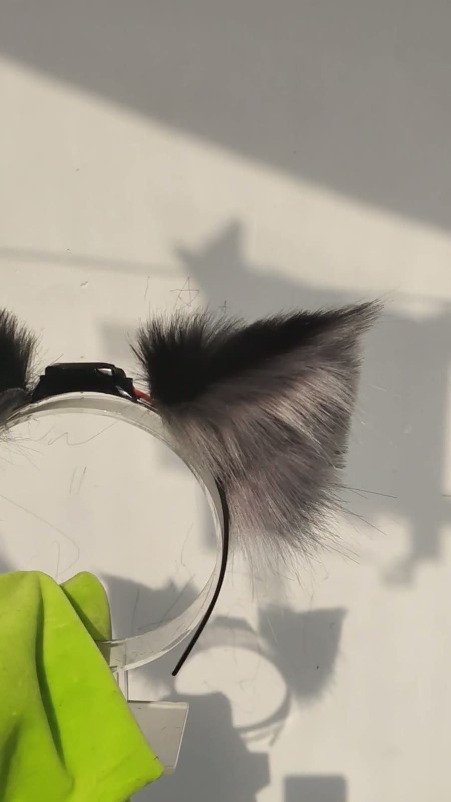 Motorized Cat Ears with Dark Gray Fur