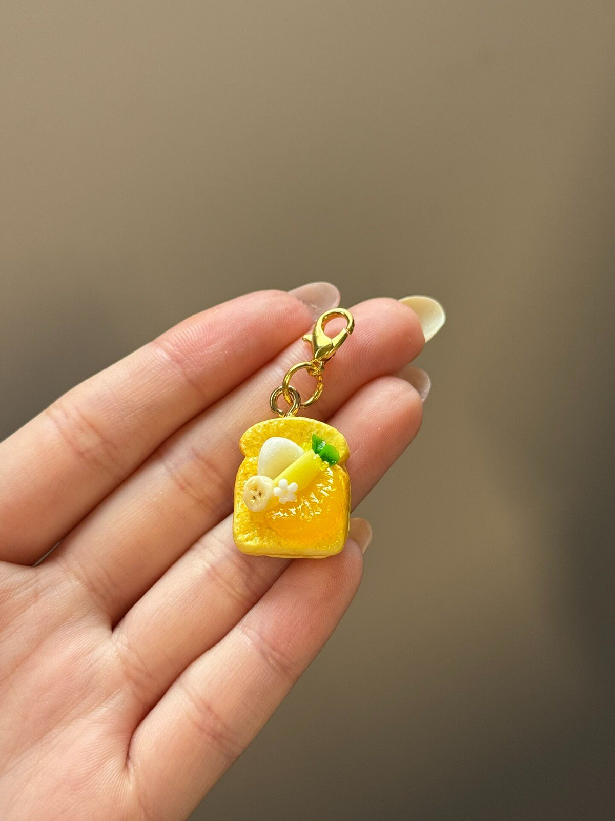 Handmade Clay Orange Toast Charm