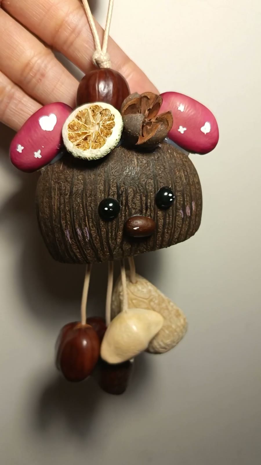 Handmade Natural Fruit Shell Handbell Charm