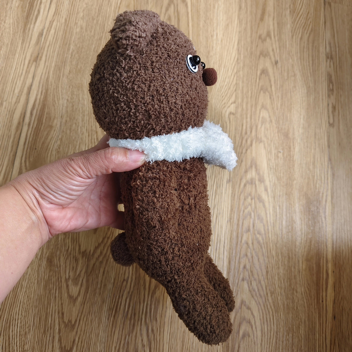Cane in peluche artigianale marrone caffè