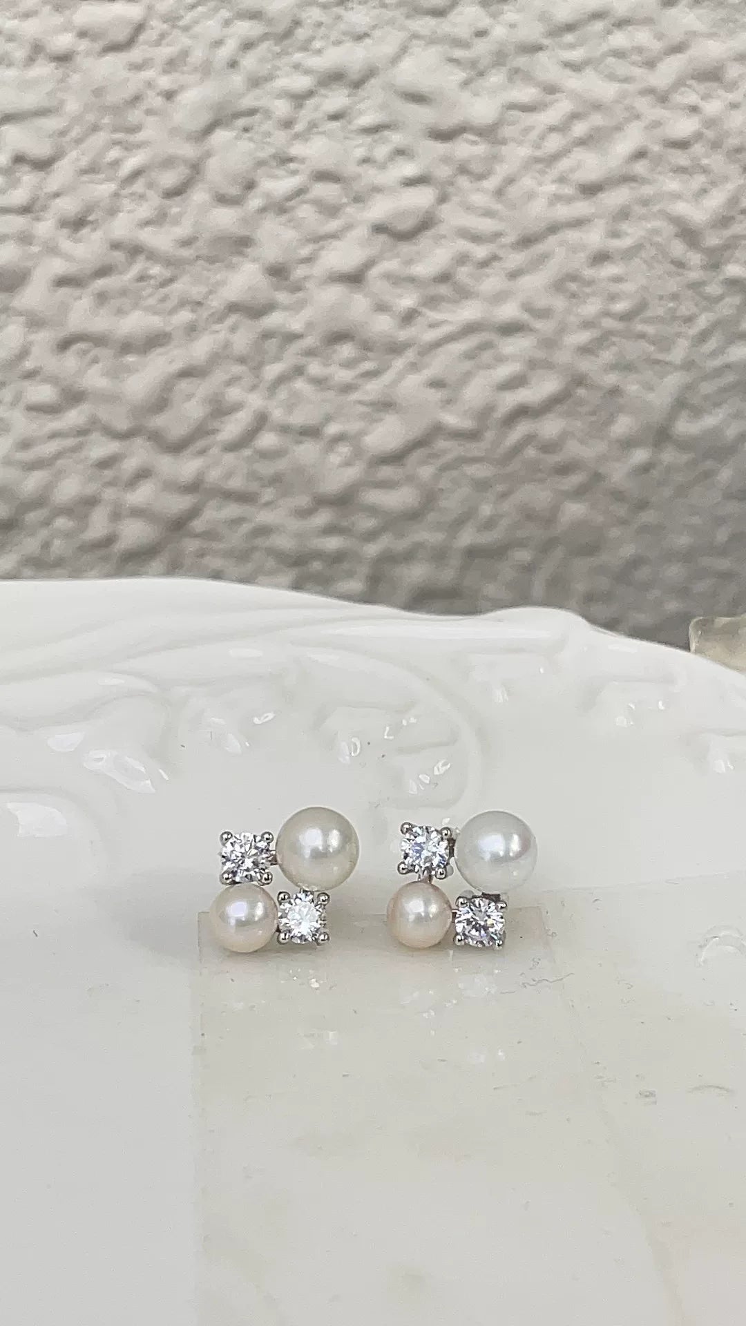 Asymmetric Edison Pearl Stud Earrings 925 Silver