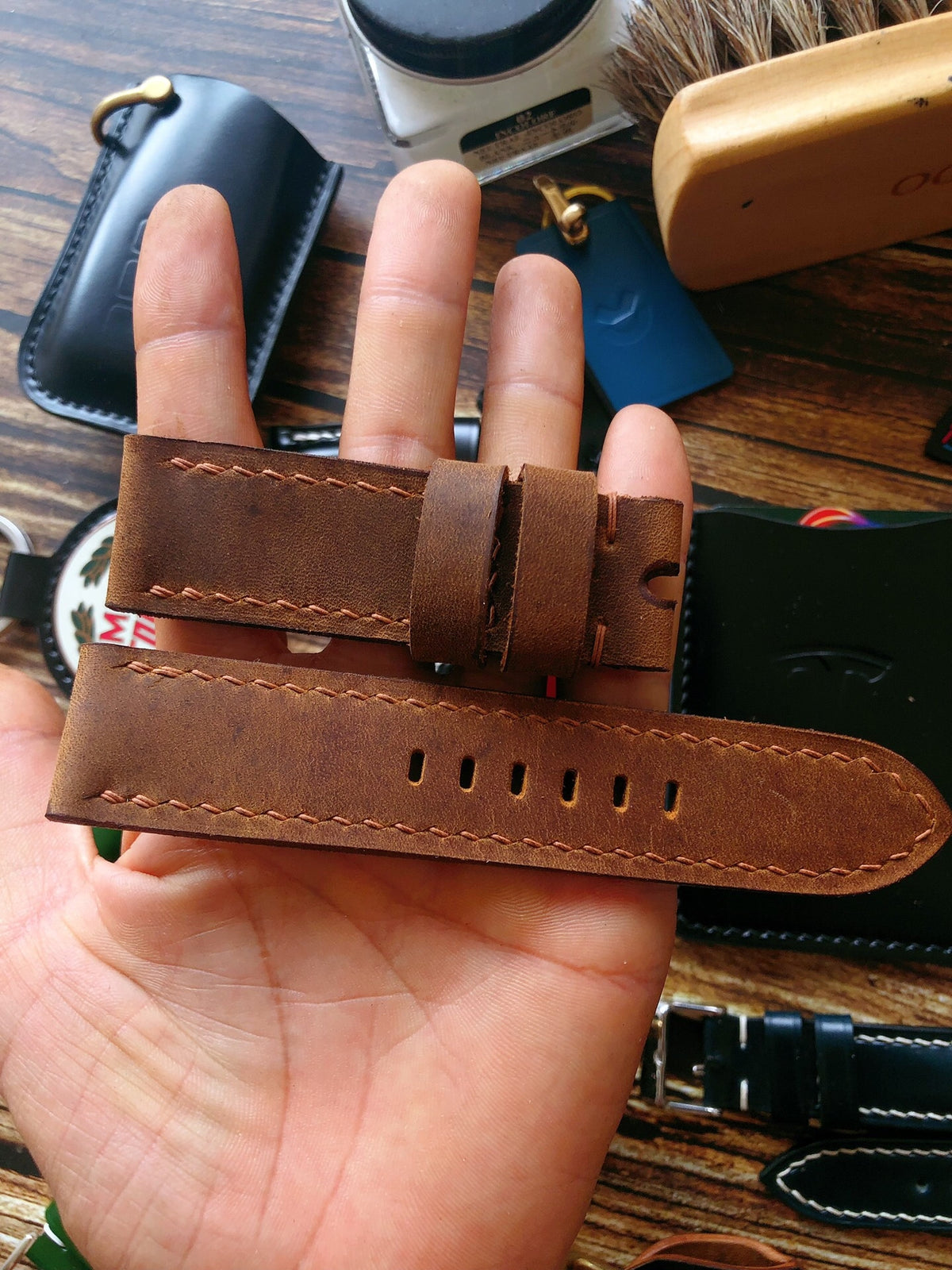 Handcrafted Crazy Horse Leather Watch Strap