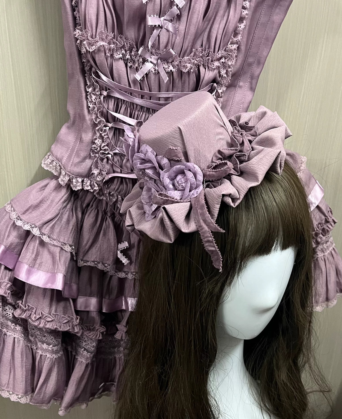 Purple Crinkled Fabric Mini Top Hat