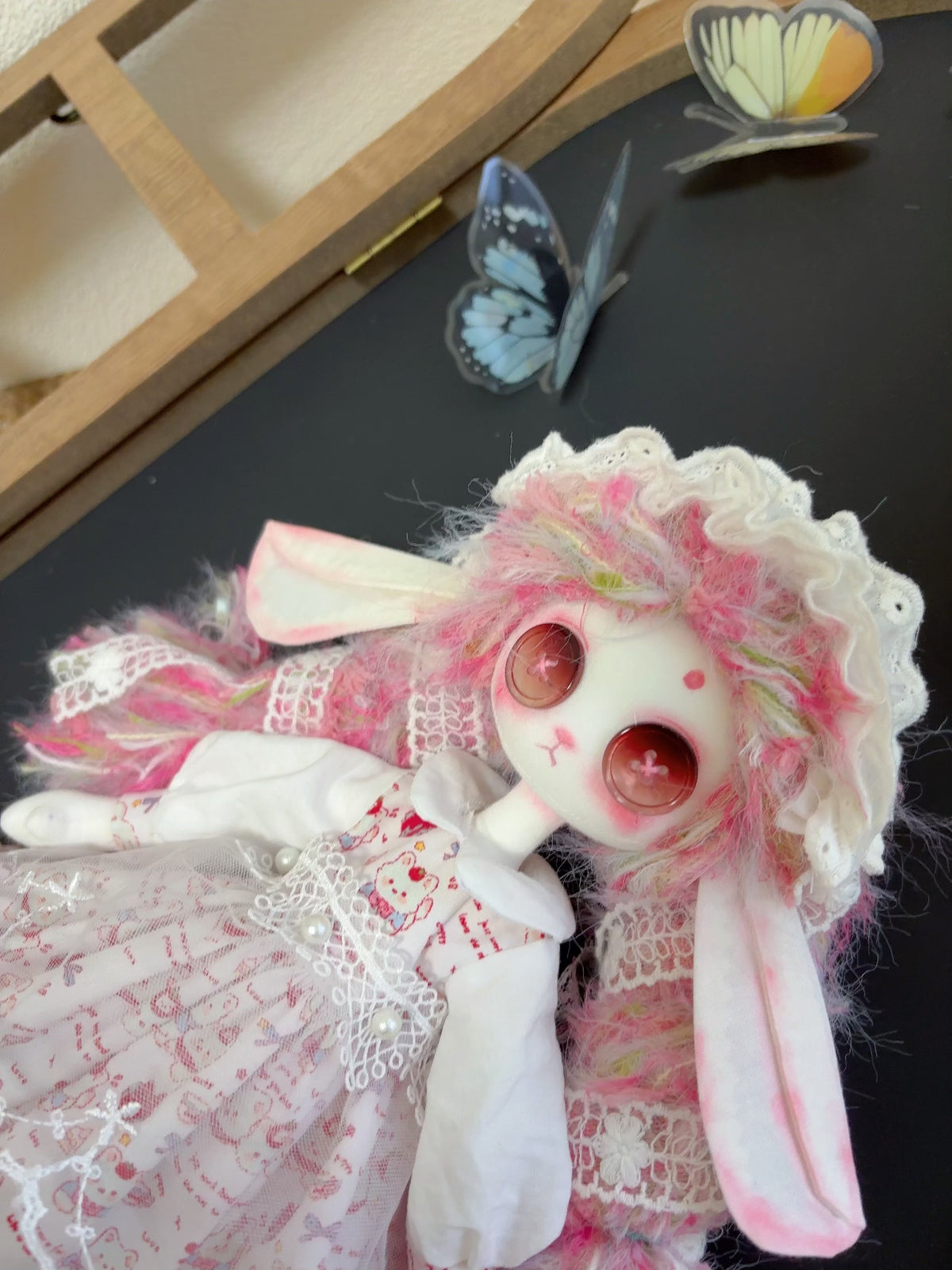 Handmade Cloth Doll with Button Eyes