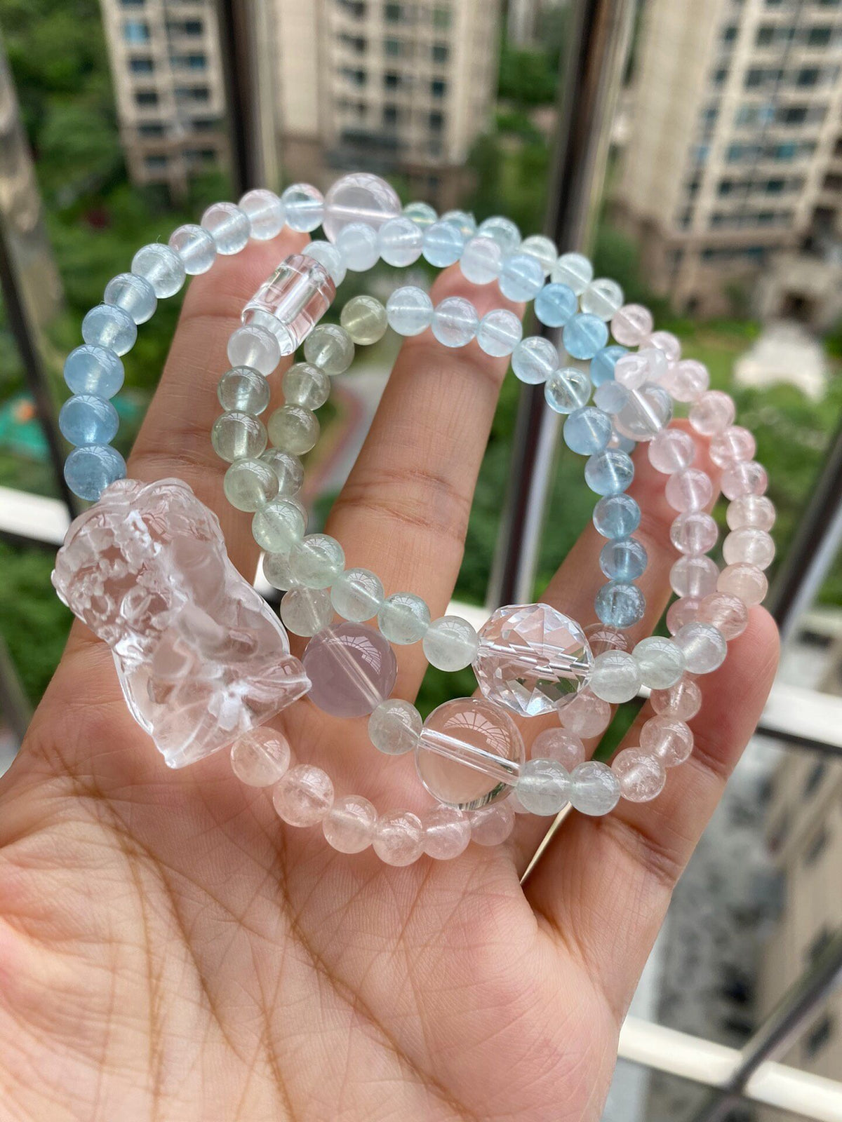 Natural Stone Multi Strand Beaded Bracelet