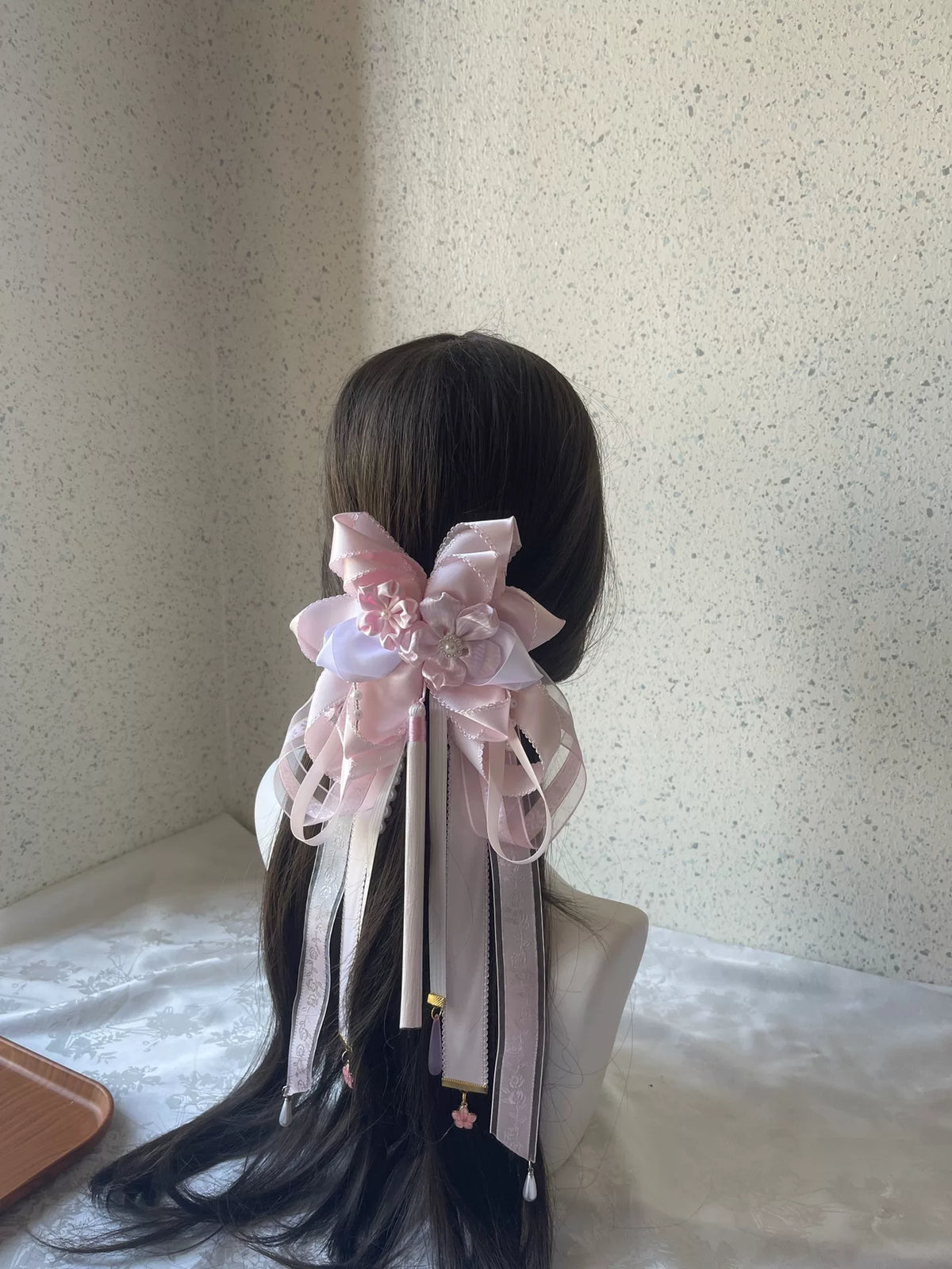 ピンク・ロリータ リボンボウ ヘアクリップ