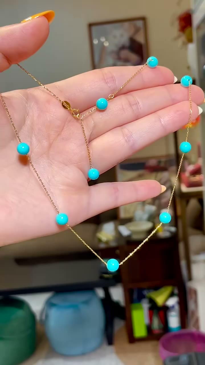 18k Gold Sleeping Beauty Turquoise Necklace