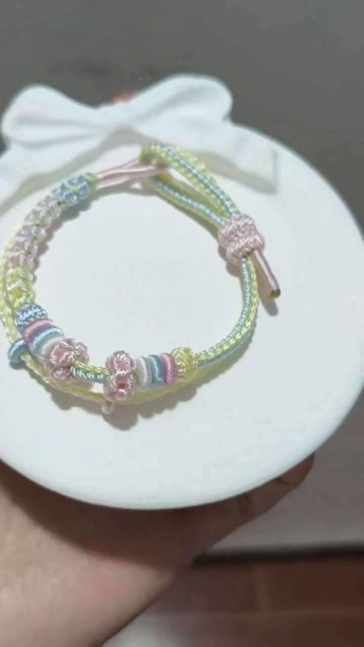 Handwoven Rainbow Gradient Bracelet with Adjustable Knot