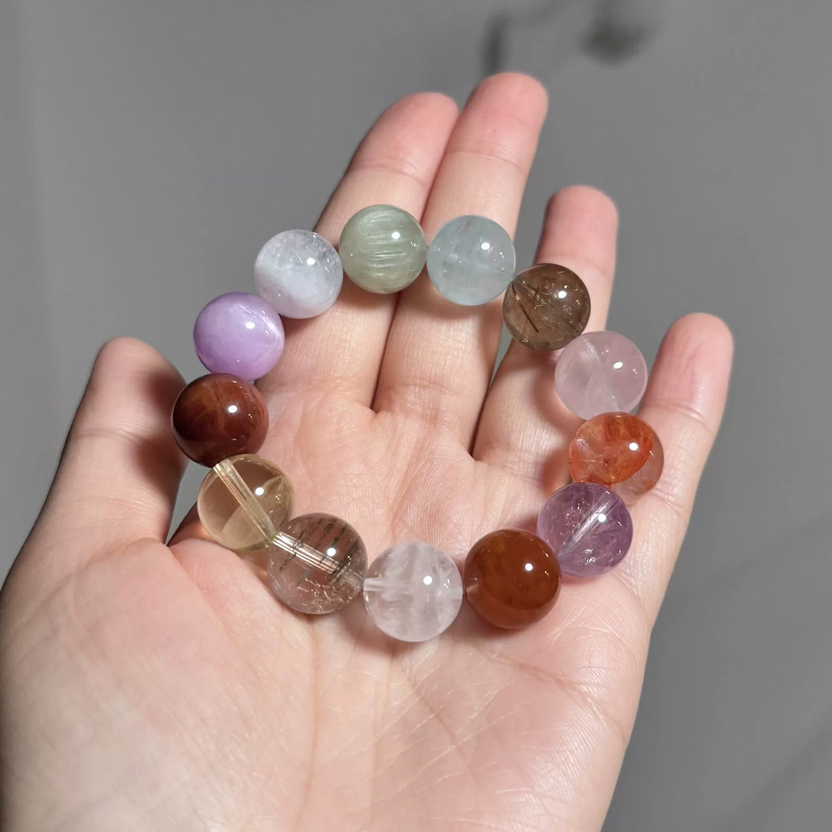 Multi Gemstone Crystal Bracelet 14mm Beads