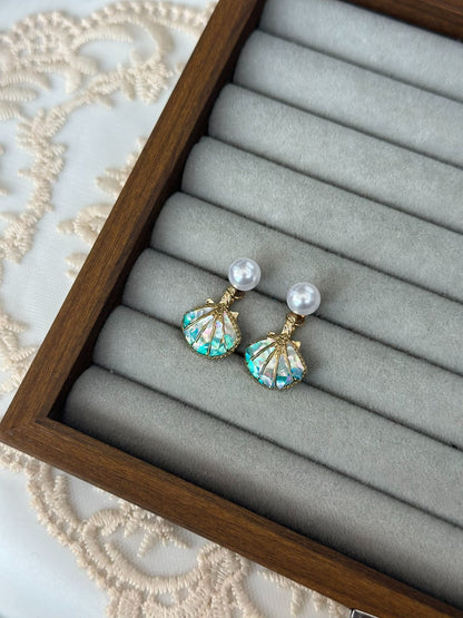 Holiday Beach Shell Pearl Earrings - Convertible to Pendant