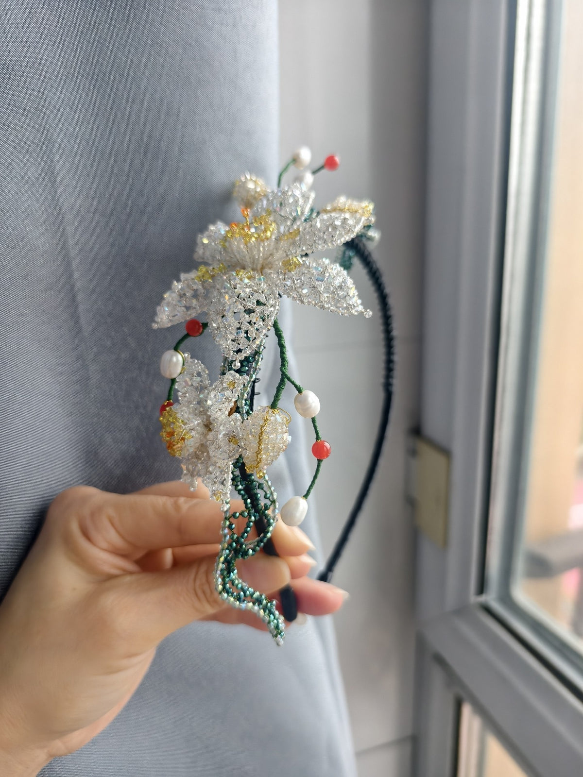Daffodil Beaded Headband Hair Accessory