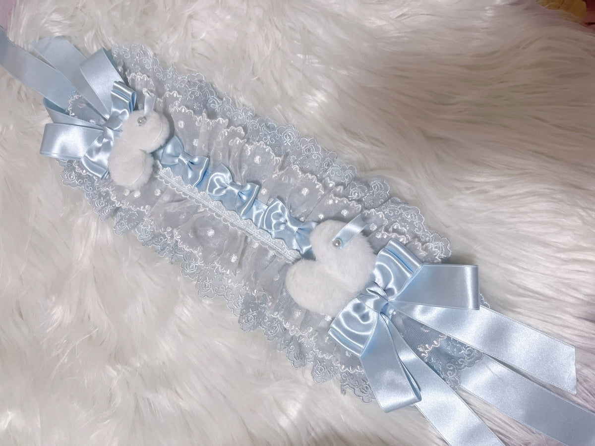 Baby Blue Lolita Bonnet with Heart Appliques