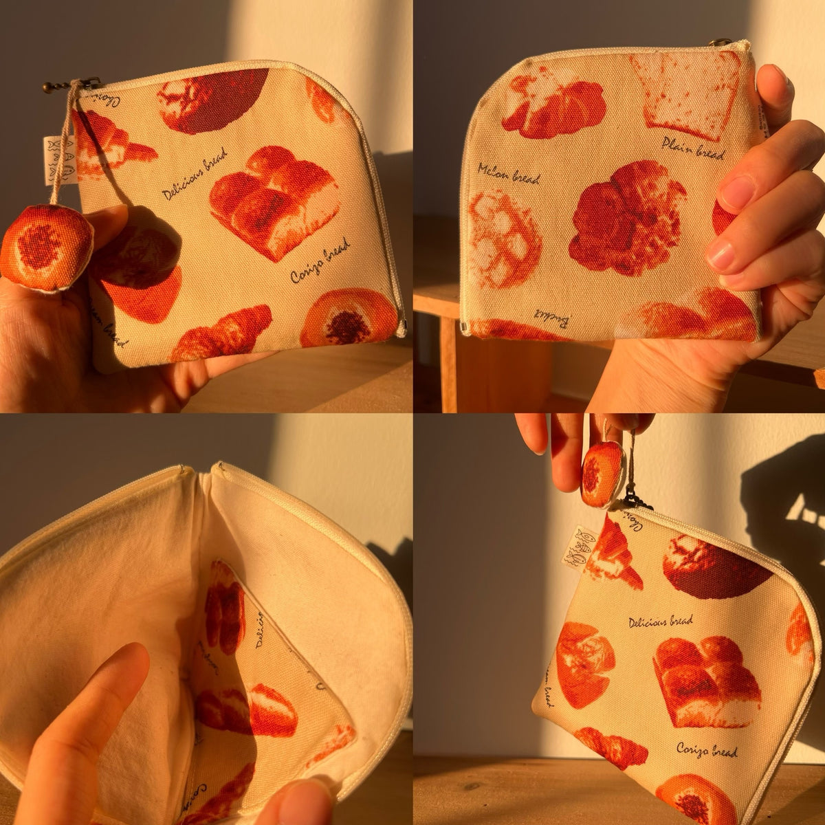 Japansk canvas-väska med brödmotiv, L-form