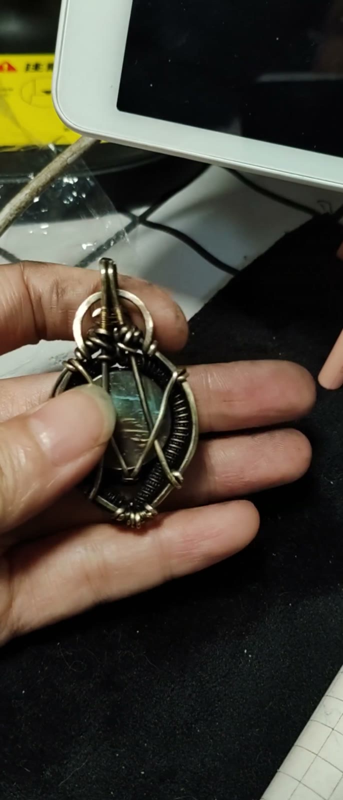 Labradorite Brass Wire Wrapped Pendant