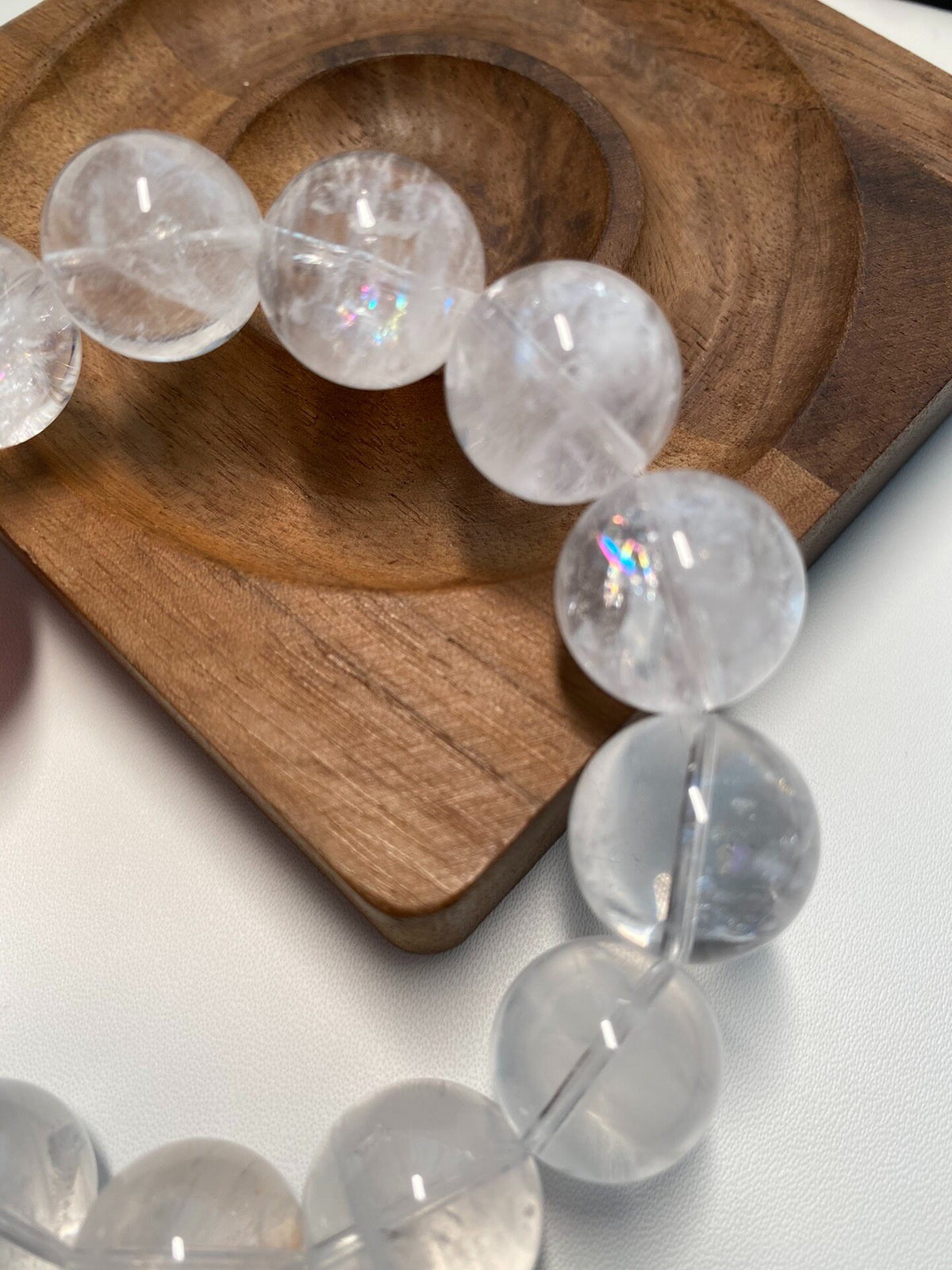 White Phantom Quartz Beaded Bracelet 16mm