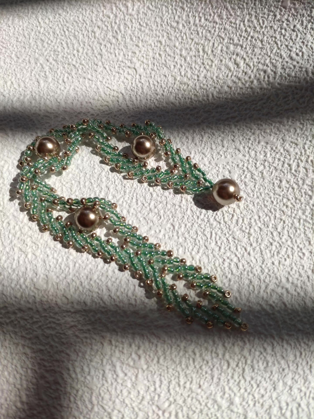 Eye of Russia Woven Green Bead Bracelet
