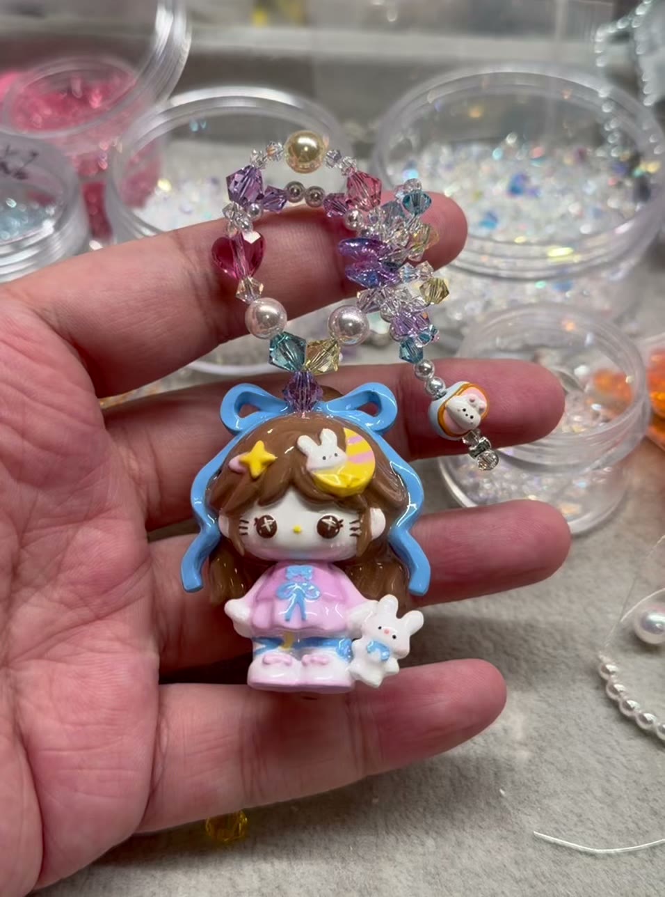 Handmade Purple Rabbit KT Phone Strap Bag Charm