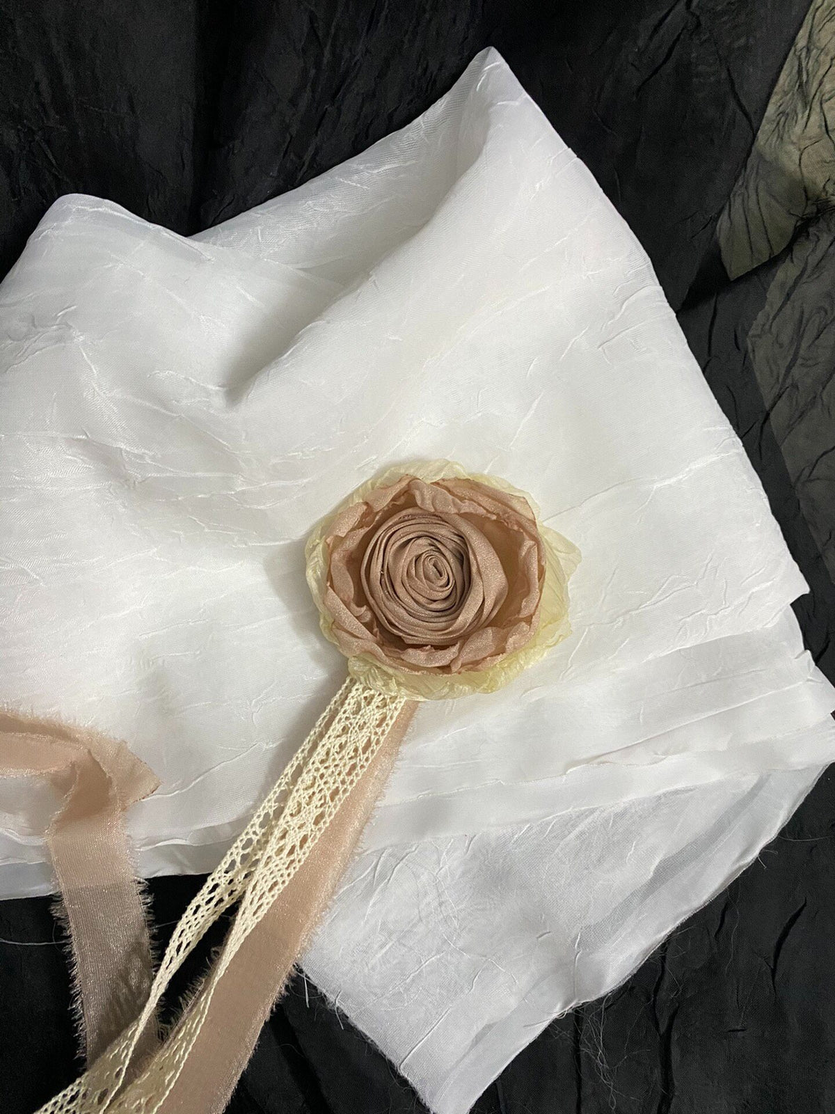 Handmade Fabric Rose Ribbon Choker Necklace