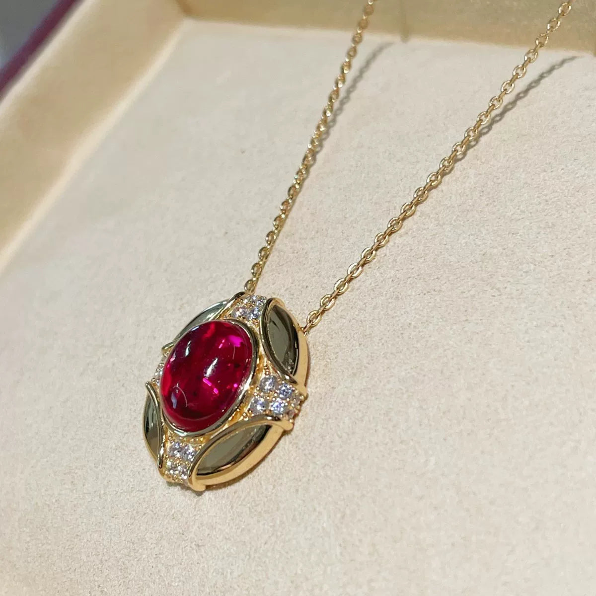 925 Zilver Verguld Robijn Sieradenset