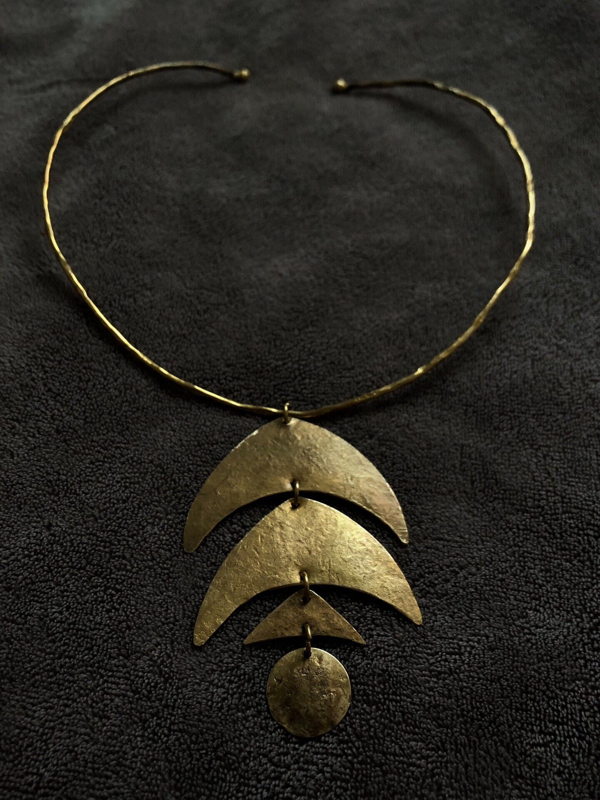 Handmade Brass Choker Necklace Hammered Finish