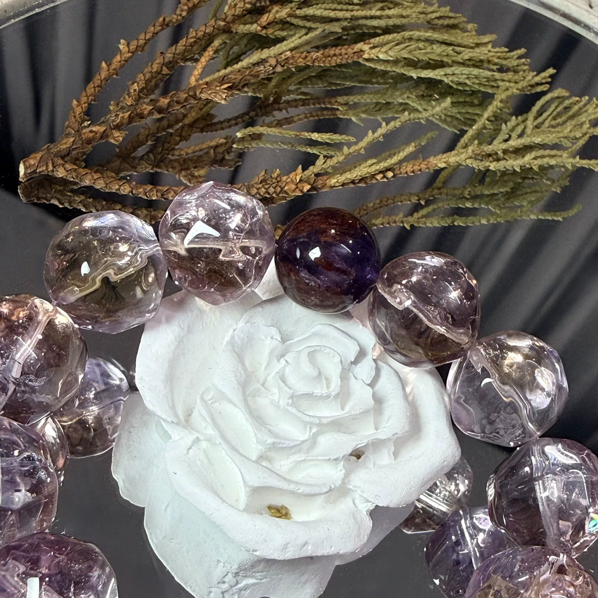 Natural Ametrine Amethyst Phantom Quartz Beaded Bracelet