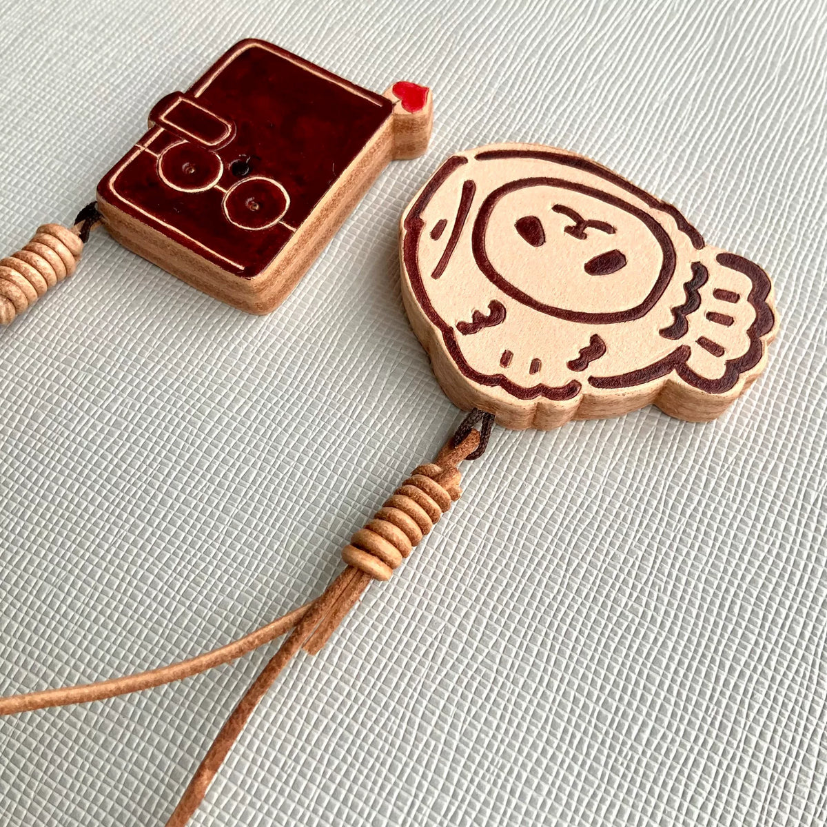 Handmade Leather Panda and Notebook Charm Set