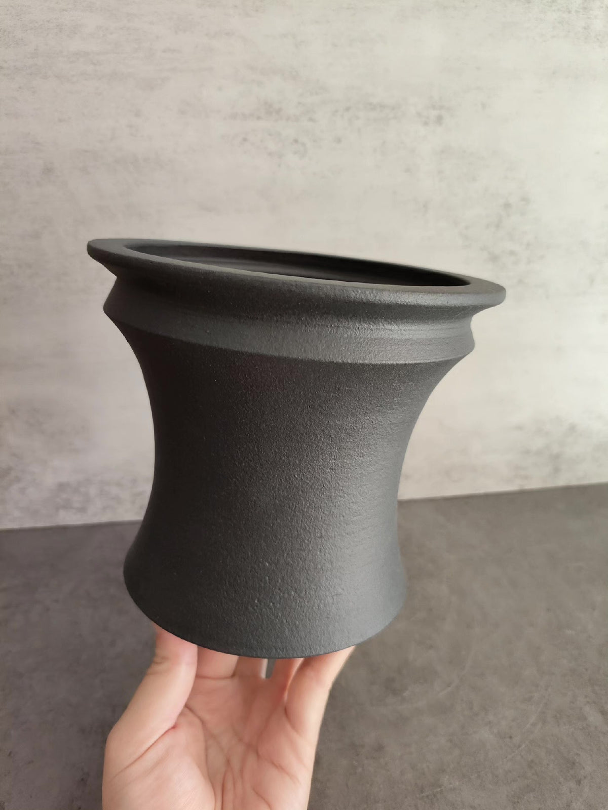 Handmade Matte Black Ceramic Planter 15 cm