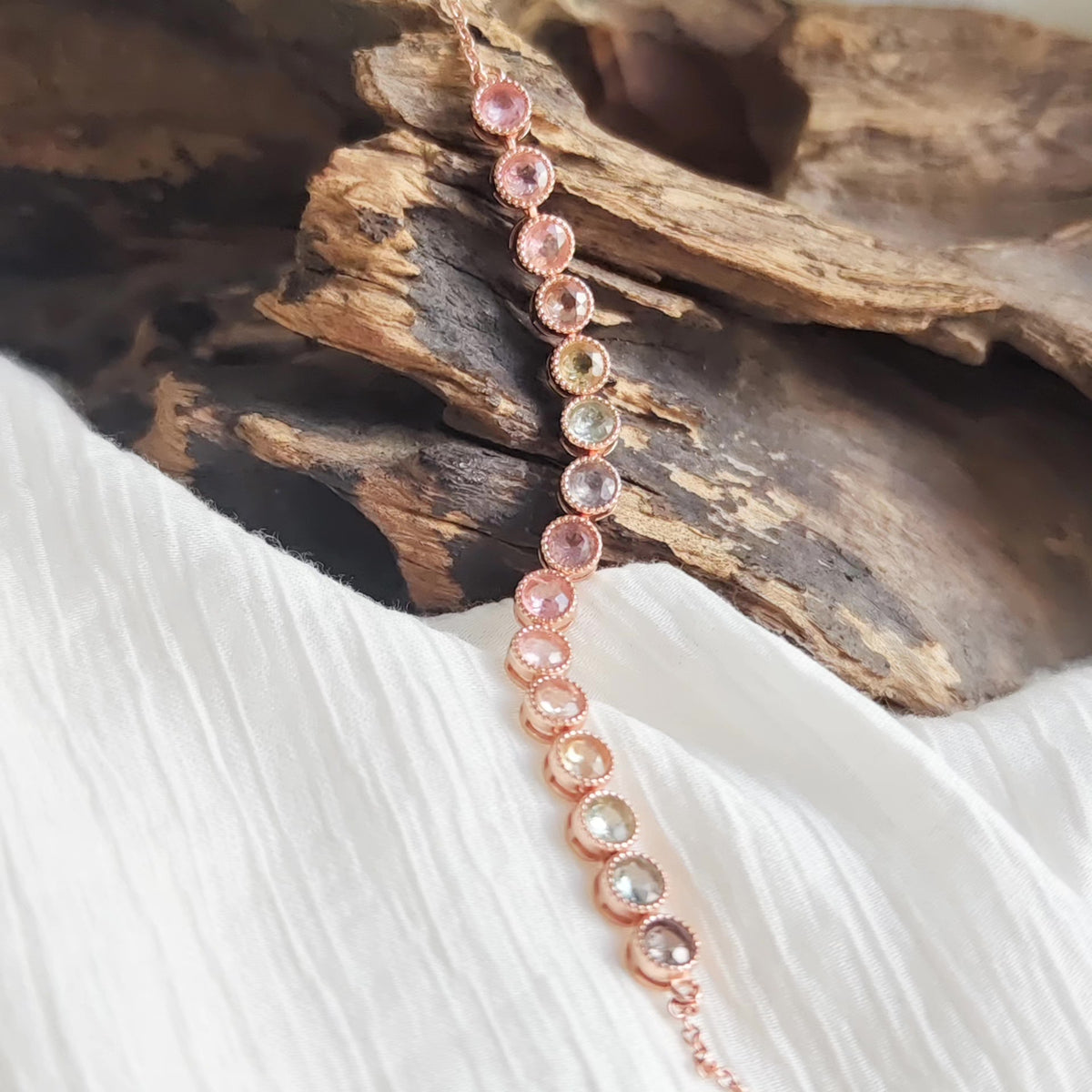 Pastel Tourmaline Bezel Bracelet Rose Gold