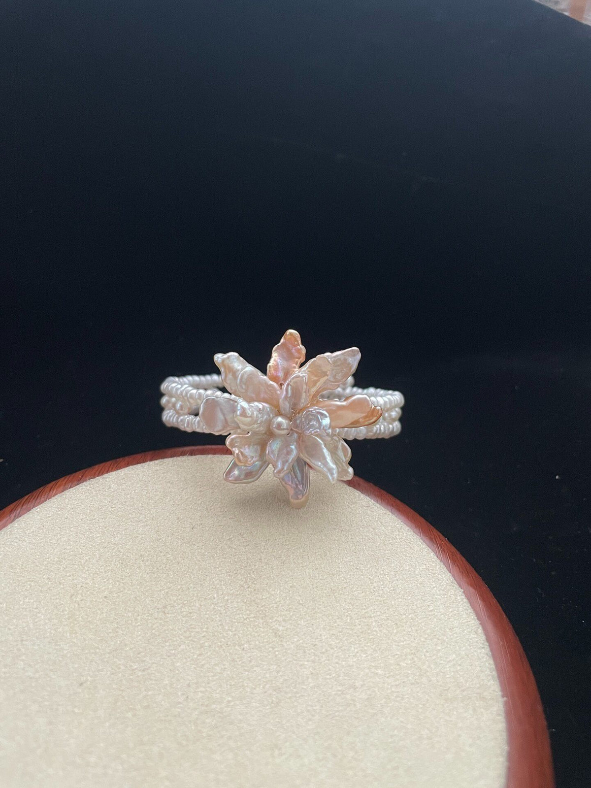 Flower Pearl Bracelet Double Strand Baroque