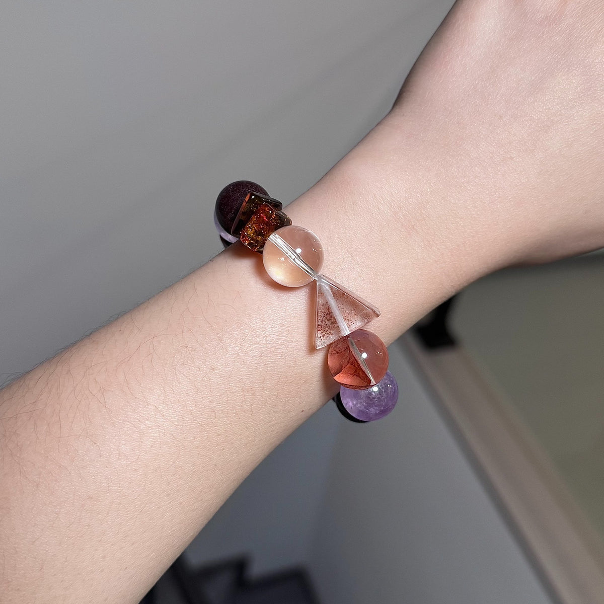Amethyst Phantom Quartz Mixed Bead Bracelet