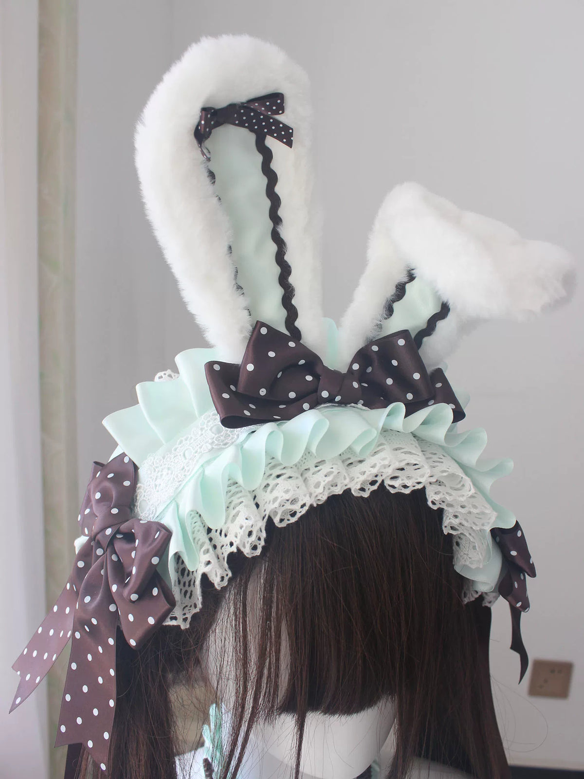 Mint Brown Lolita Bunny Cupcake Hair Accessory Set