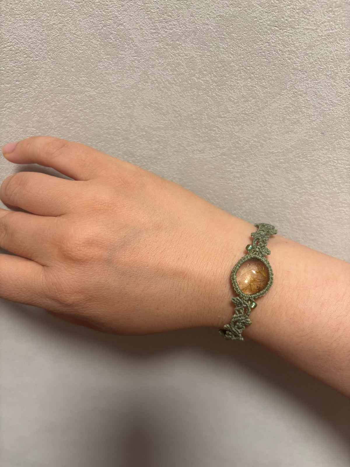 Crystal Macrame Bracelet with Rutilated Quartz