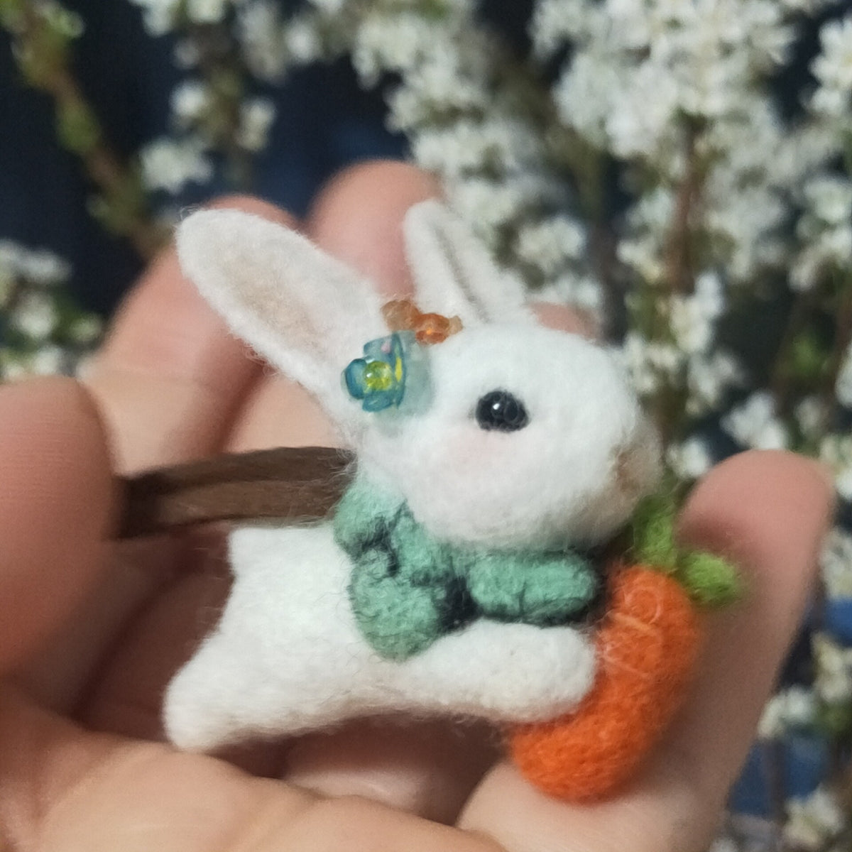Custom Wool Felt Miniature Rabbit Figurine